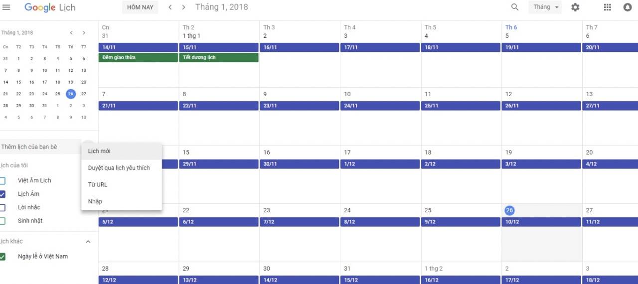 Thêm lịch thi đấu vào lịch cá nhân google calendar