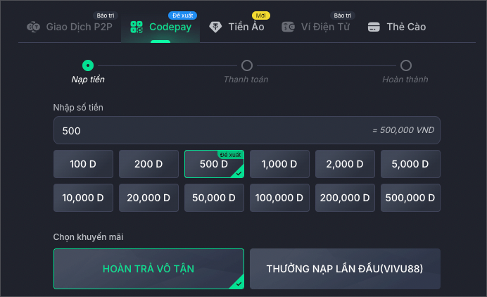 nạp rút cực nhanh