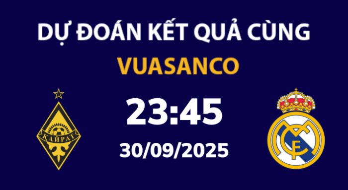 Soi kèo Kairat Almaty vs Real Madrid – 23h45 – 30/09 – Champions League